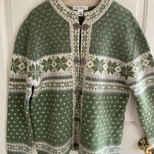 Susan Bristol Fair Isle Wool Cardigan Sweater